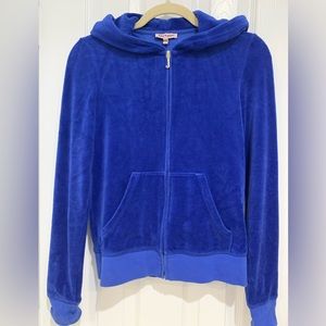 JUICY COUTURE Blue Velour Full Zip Hoodie Size S